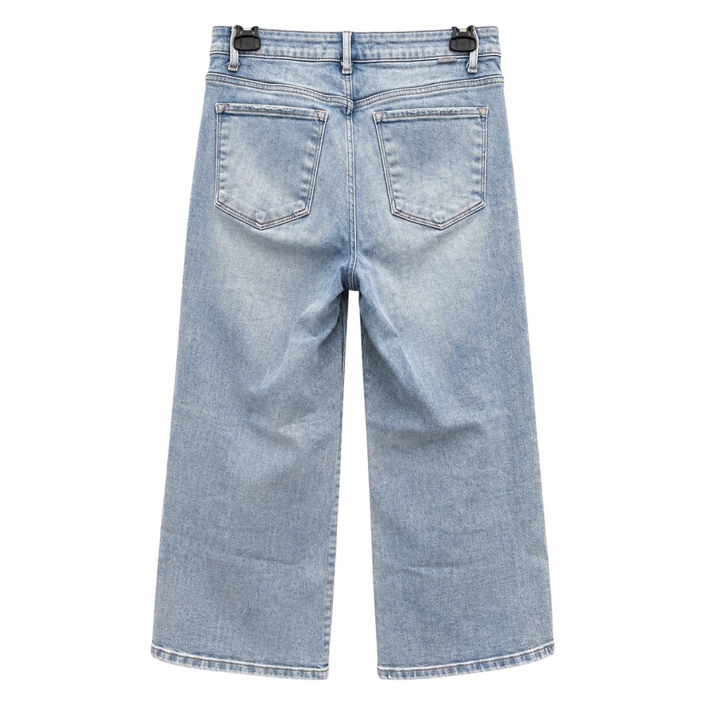 Risen Womens Size 7/28 Wide Leg Jeans Light Wash Cropped High Rise Boho Casual - Picture 2 of 9